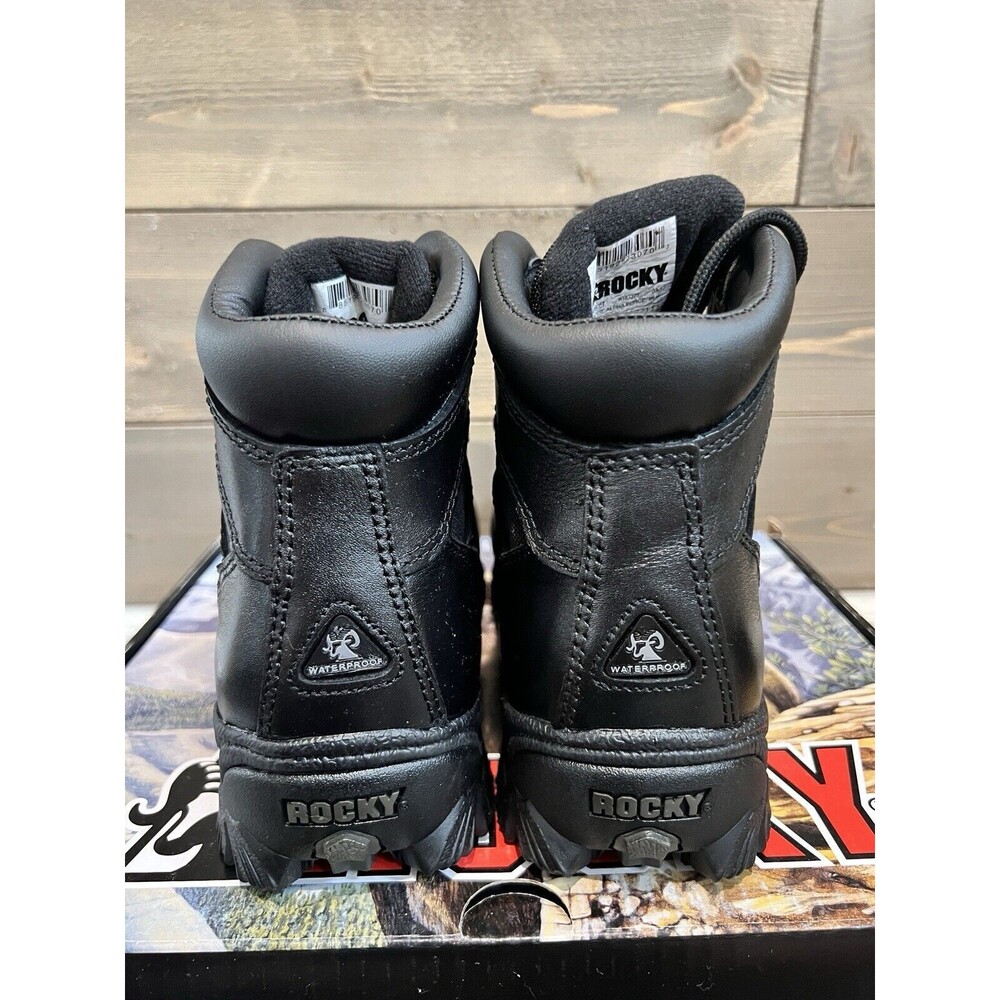NEW Rocky Alpha Force 6” Black Leather Men’s Boots Size 6.5 W Waterproof - Picture 4 of 10